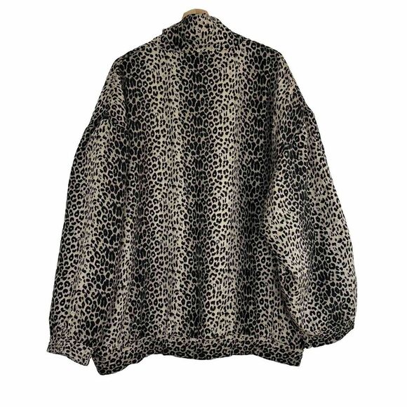 Fuda International VTG 90's Plus 3X 100% Silk Zip Up Satin Bomber Leopard Jacket - Picture 2 of 8